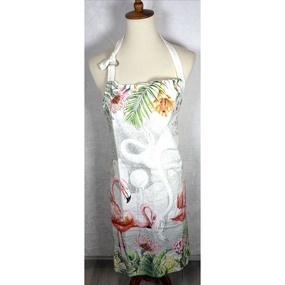 Michel Design Works Flamingo Apron 100% Cotton NEW (no tags)